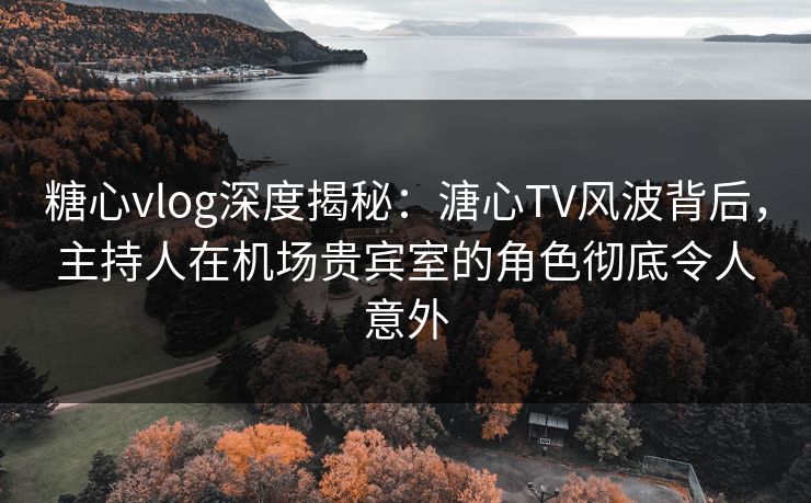 糖心vlog深度揭秘：溏心TV风波背后，主持人在机场贵宾室的角色彻底令人意外