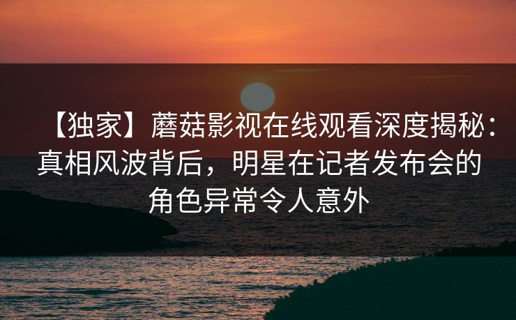 【独家】蘑菇影视在线观看深度揭秘：真相风波背后，明星在记者发布会的角色异常令人意外